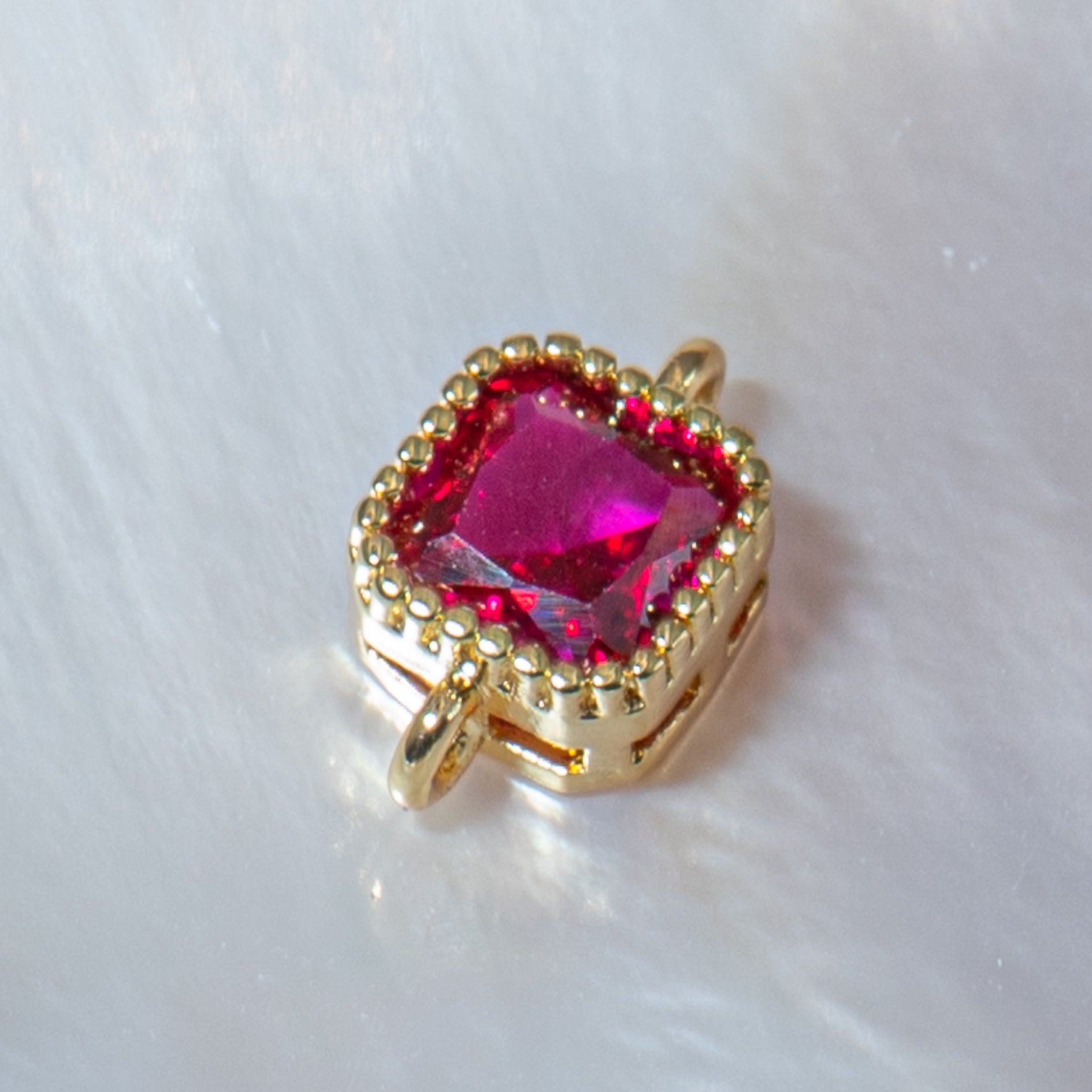 18K Gold-Plated Cubic Zirconia Mini Square Connectors