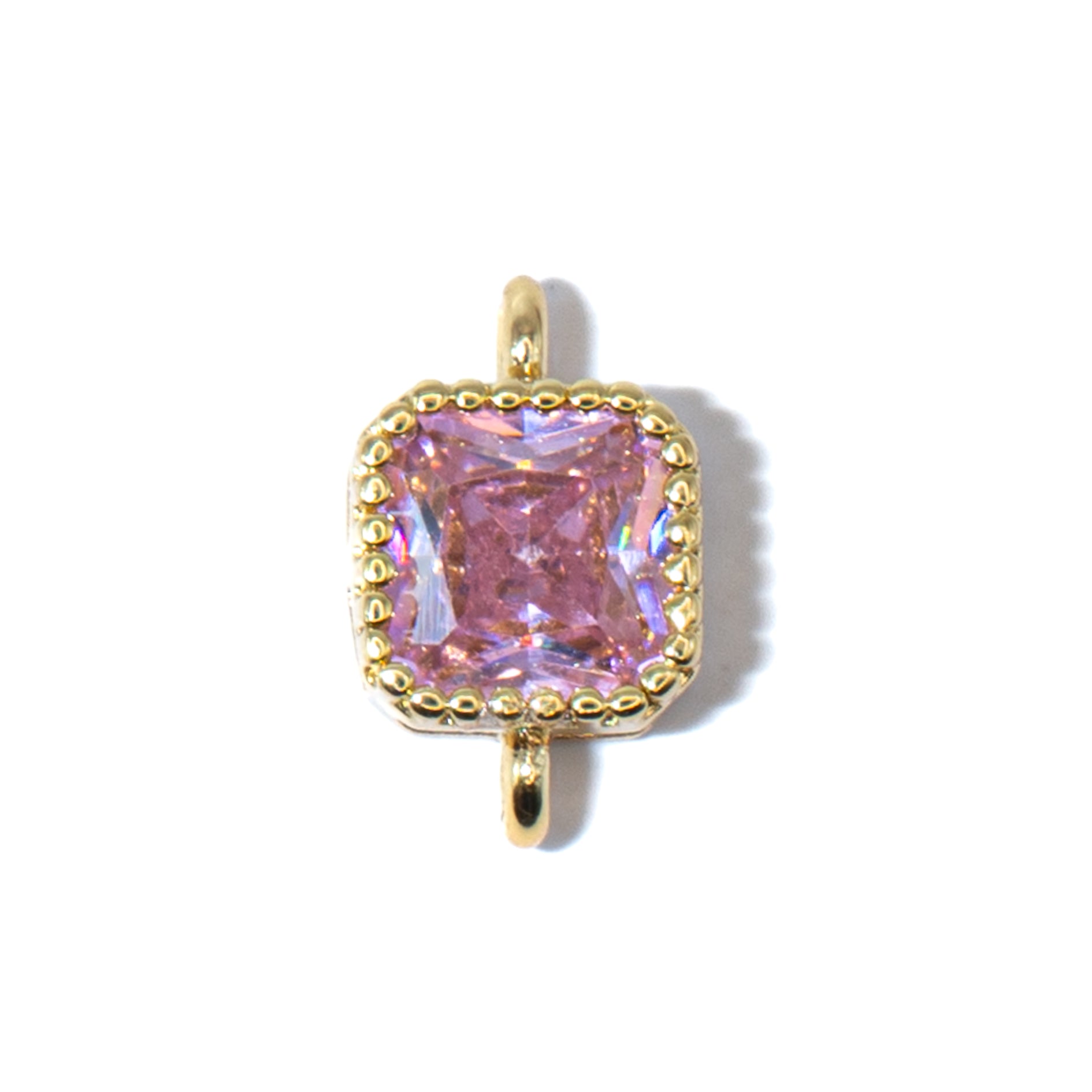 18K Gold-Plated Cubic Zirconia Mini Square Connectors