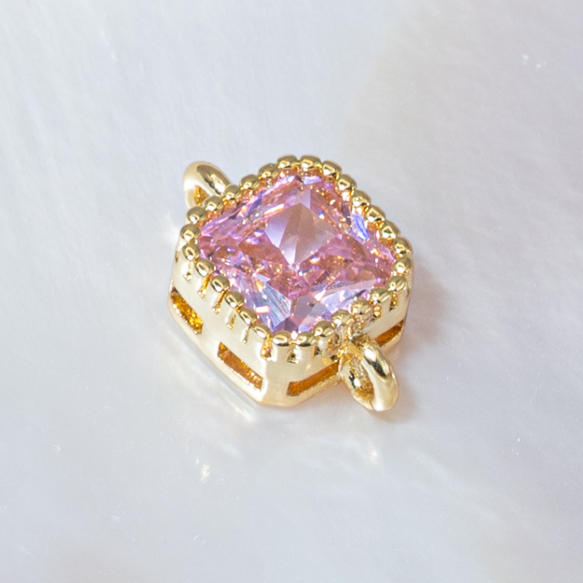 18K Gold-Plated Cubic Zirconia Mini Square Connectors
