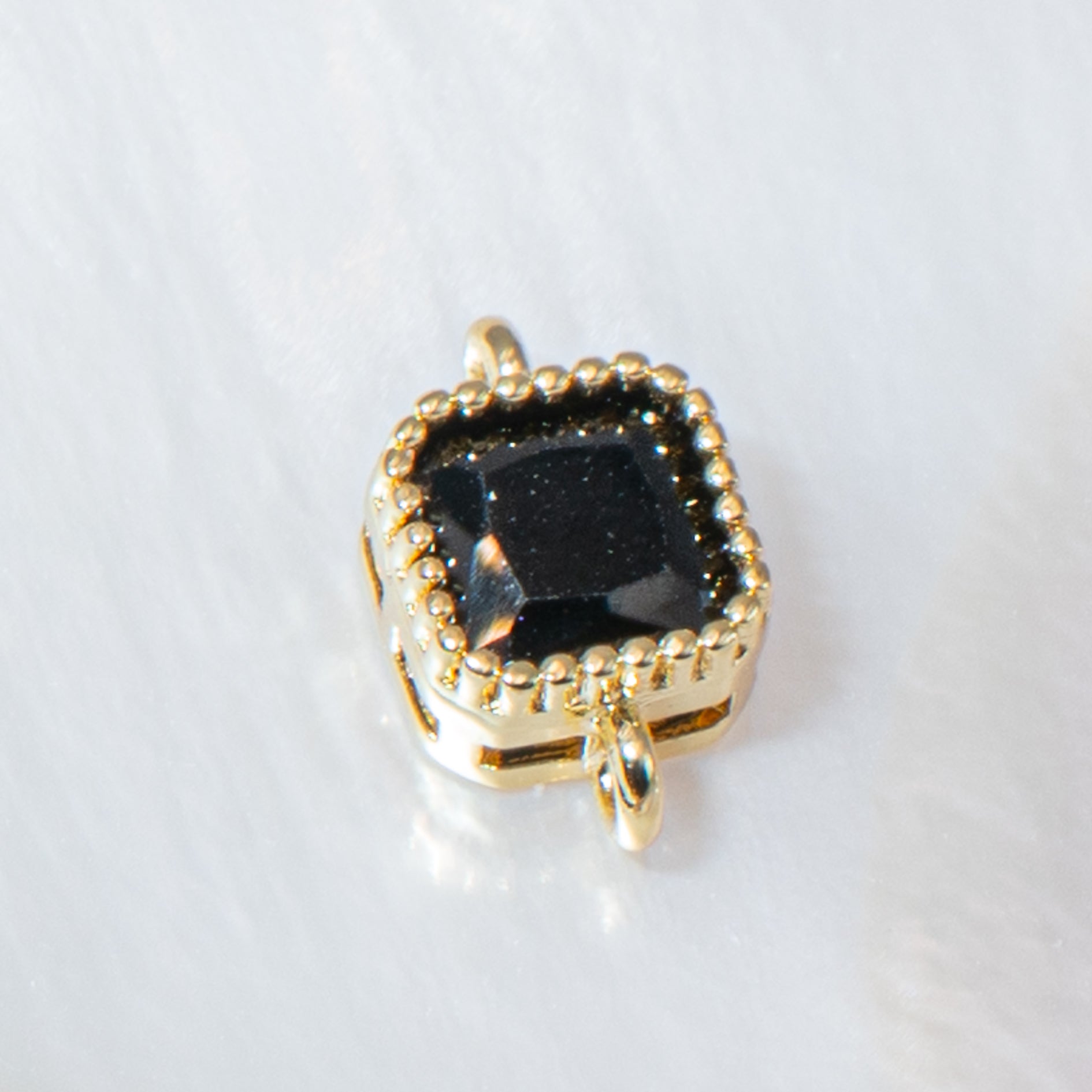 18K Gold-Plated Cubic Zirconia Mini Square Connectors