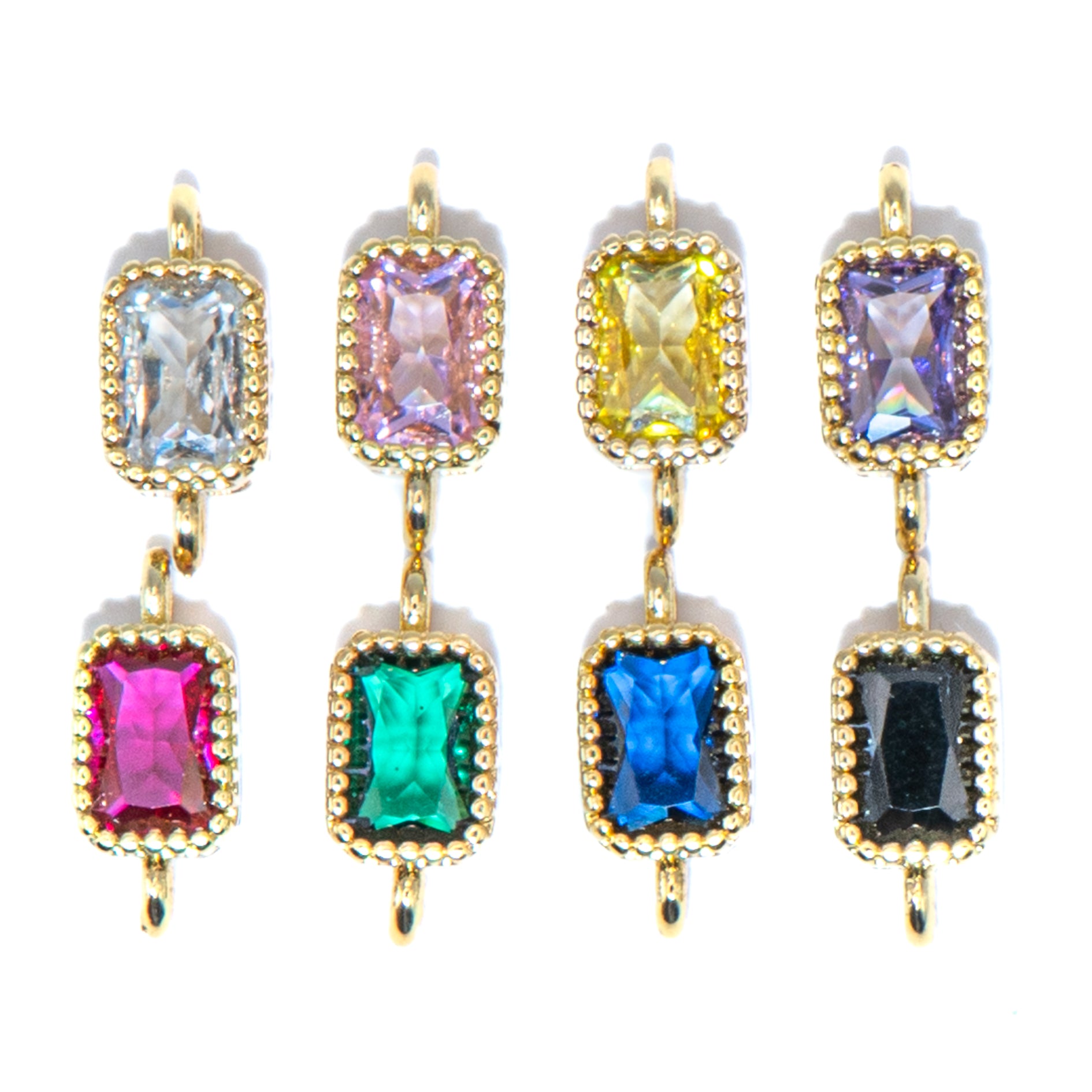 18K Gold Cubic Zirconia Rectangle Connectors
