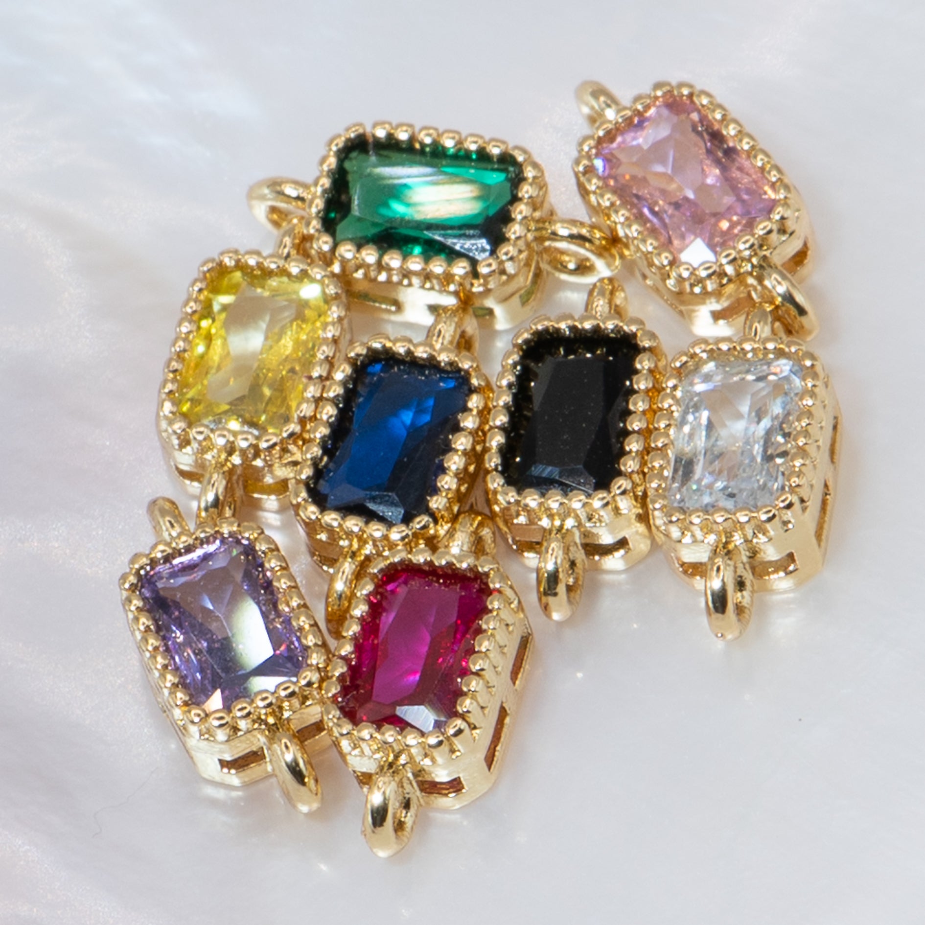 18K Gold Cubic Zirconia Rectangle Connectors