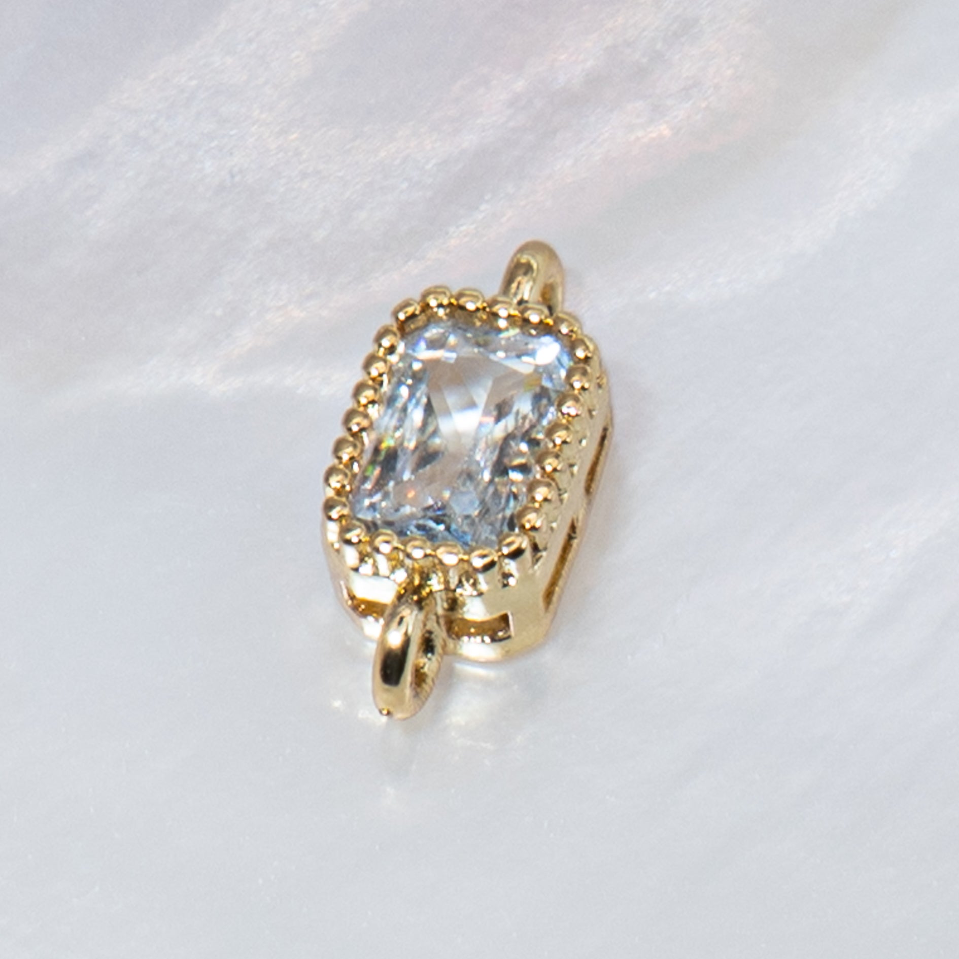 18K Gold Cubic Zirconia Rectangle Connectors
