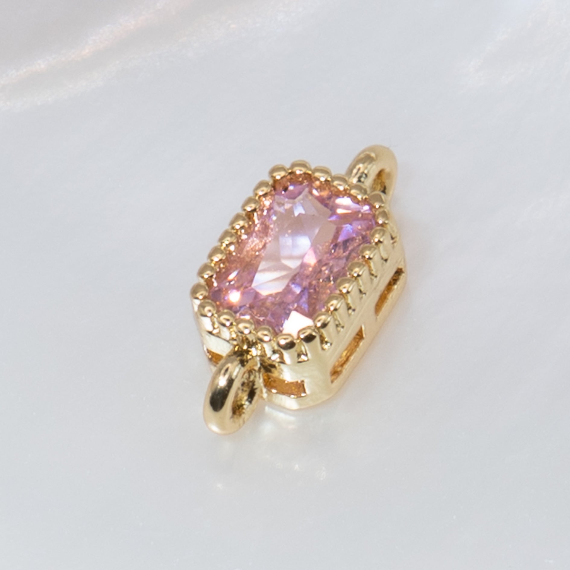 18K Gold Cubic Zirconia Rectangle Connectors