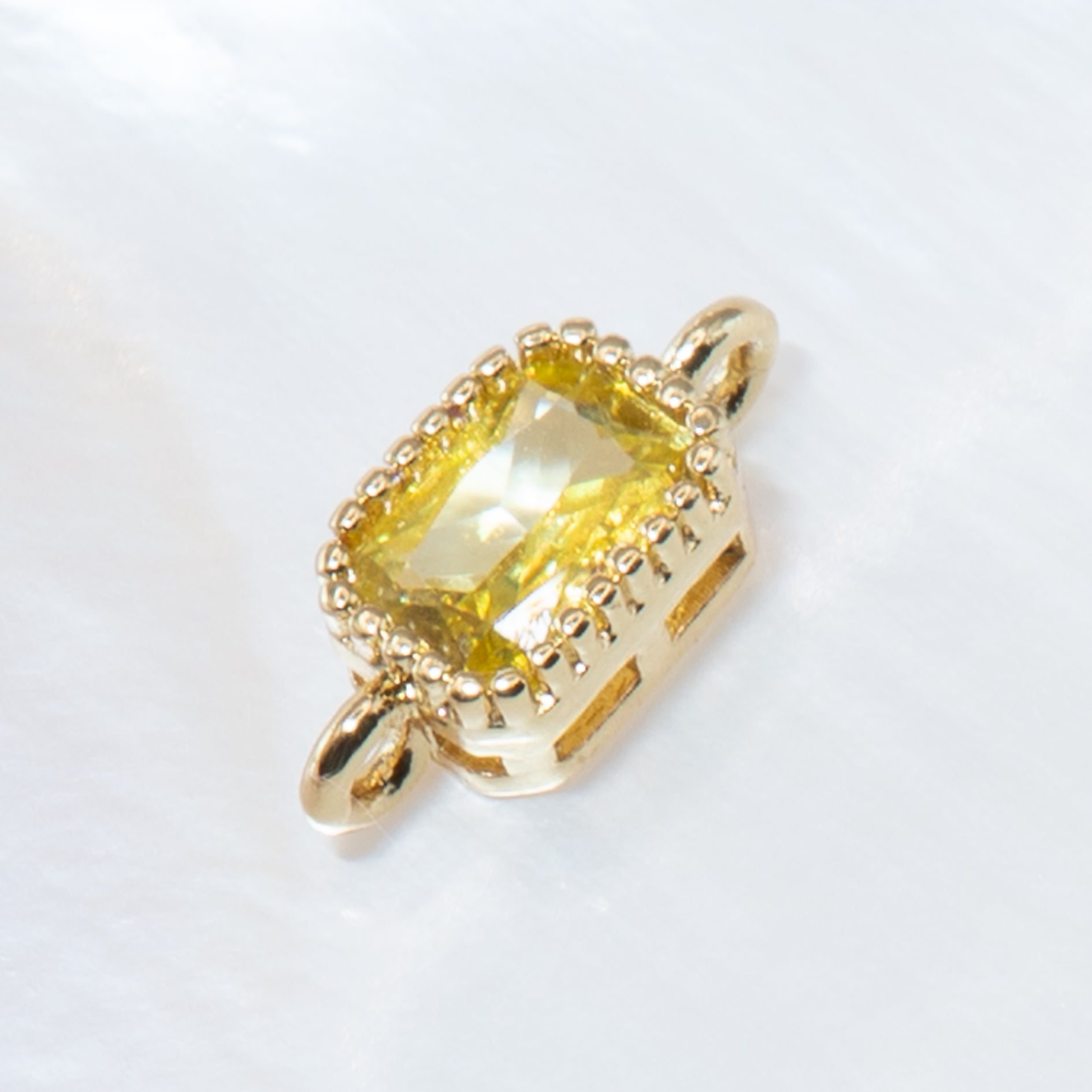 18K Gold Cubic Zirconia Rectangle Connectors