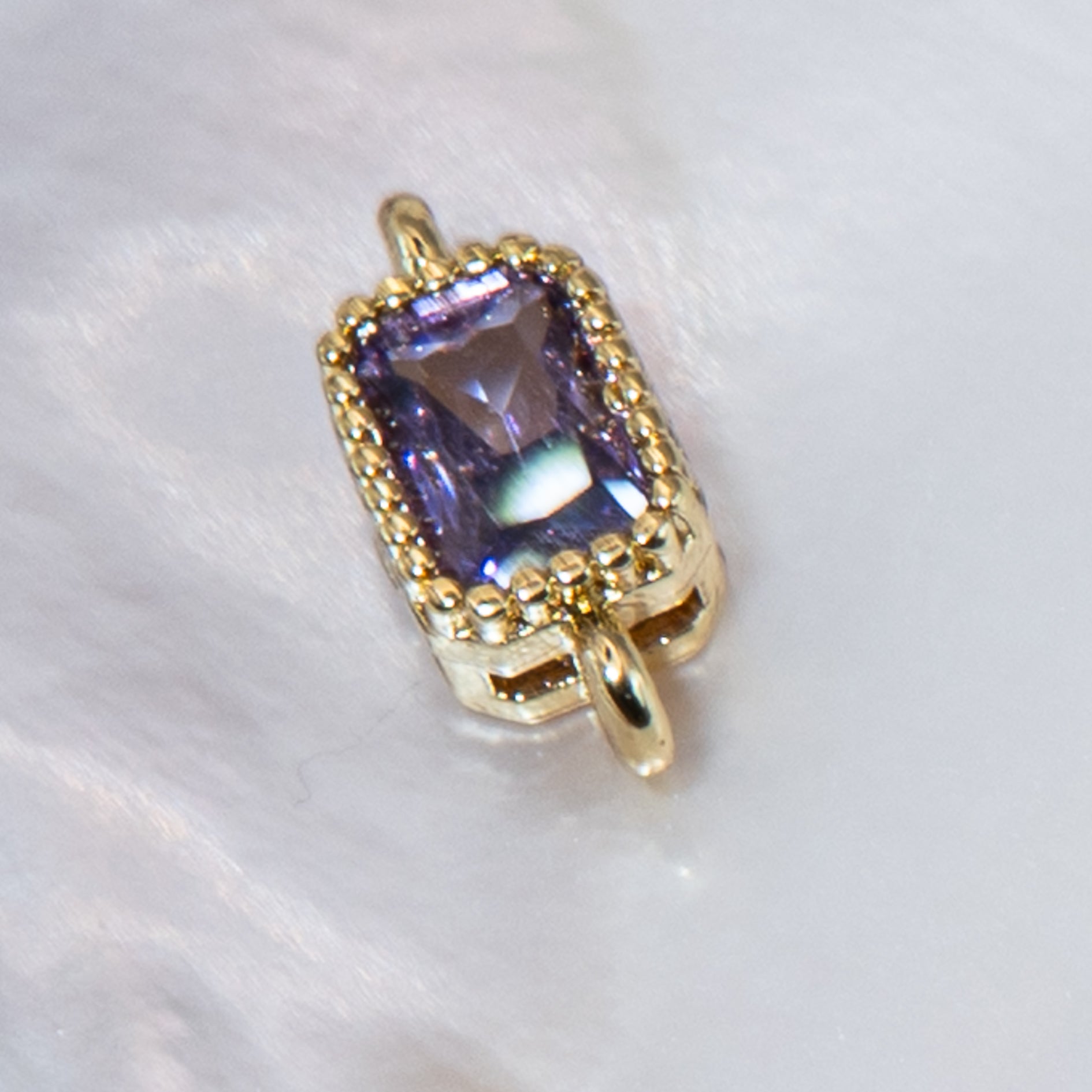 18K Gold Cubic Zirconia Rectangle Connectors