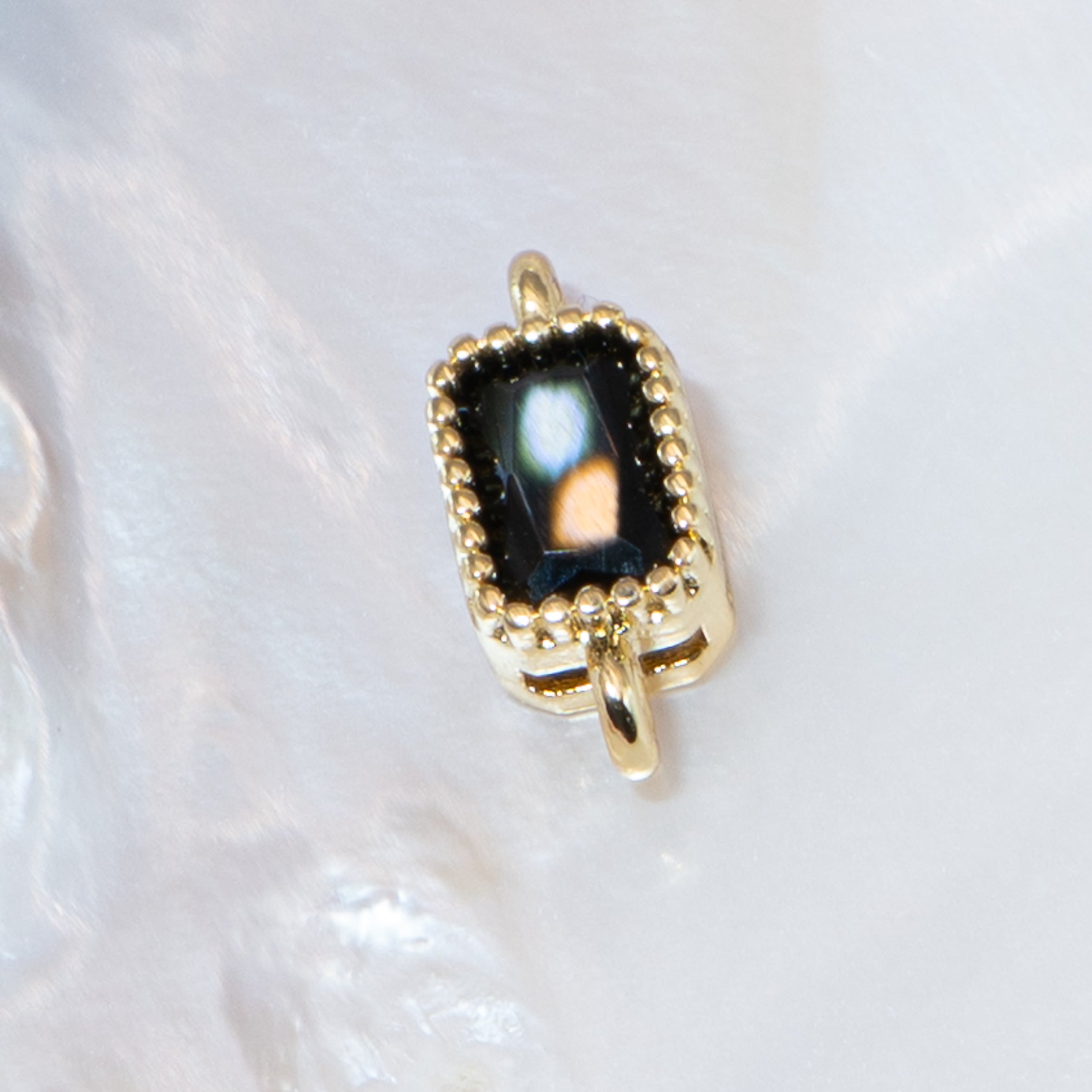18K Gold Cubic Zirconia Rectangle Connectors