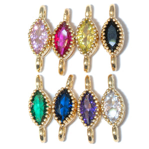18K Gold Cubic Zirconia Oval Mini Link Connectors