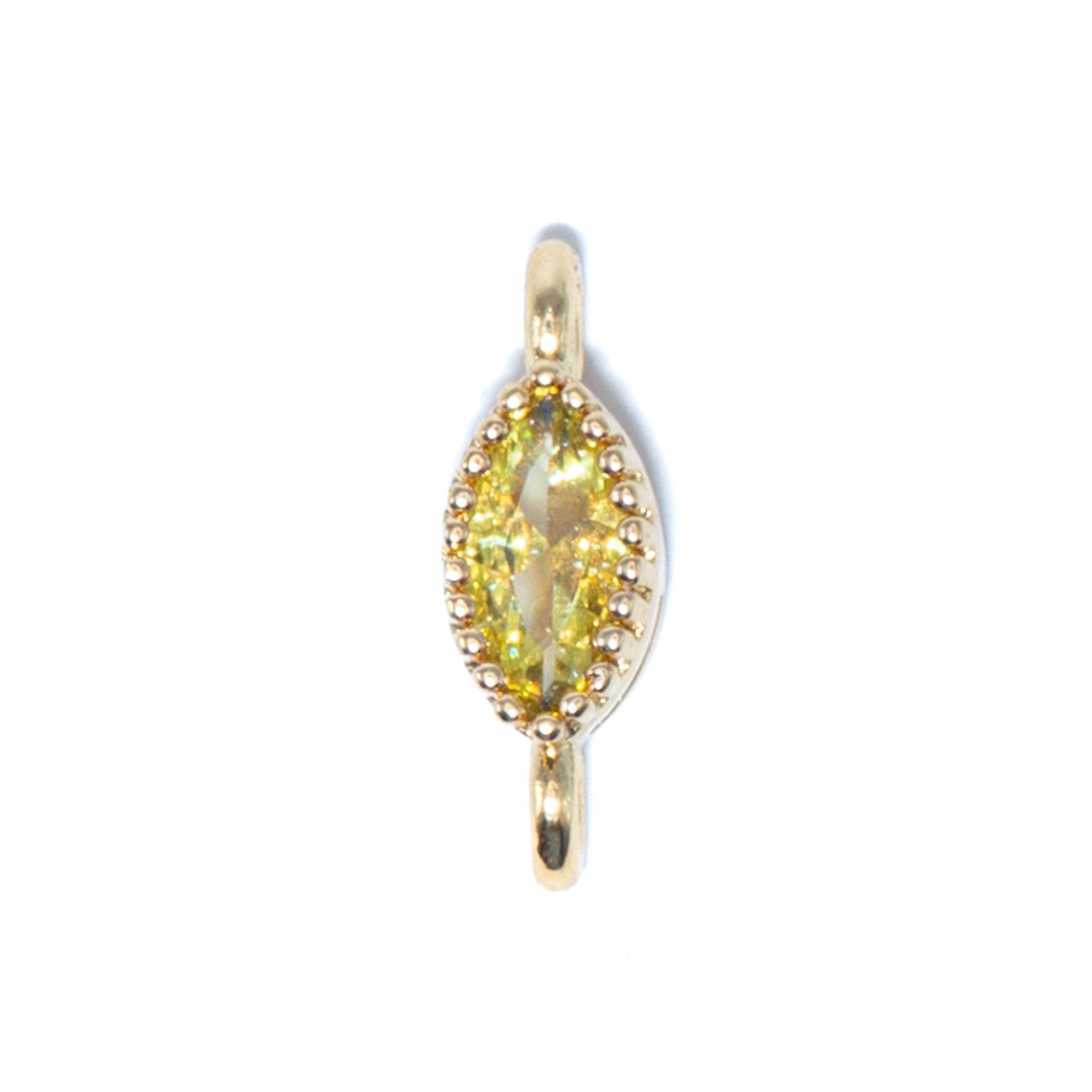 18K Gold Cubic Zirconia Oval Mini Link Connectors