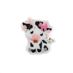 Adorable Mini Black & White Cow Silicone Focal Bead