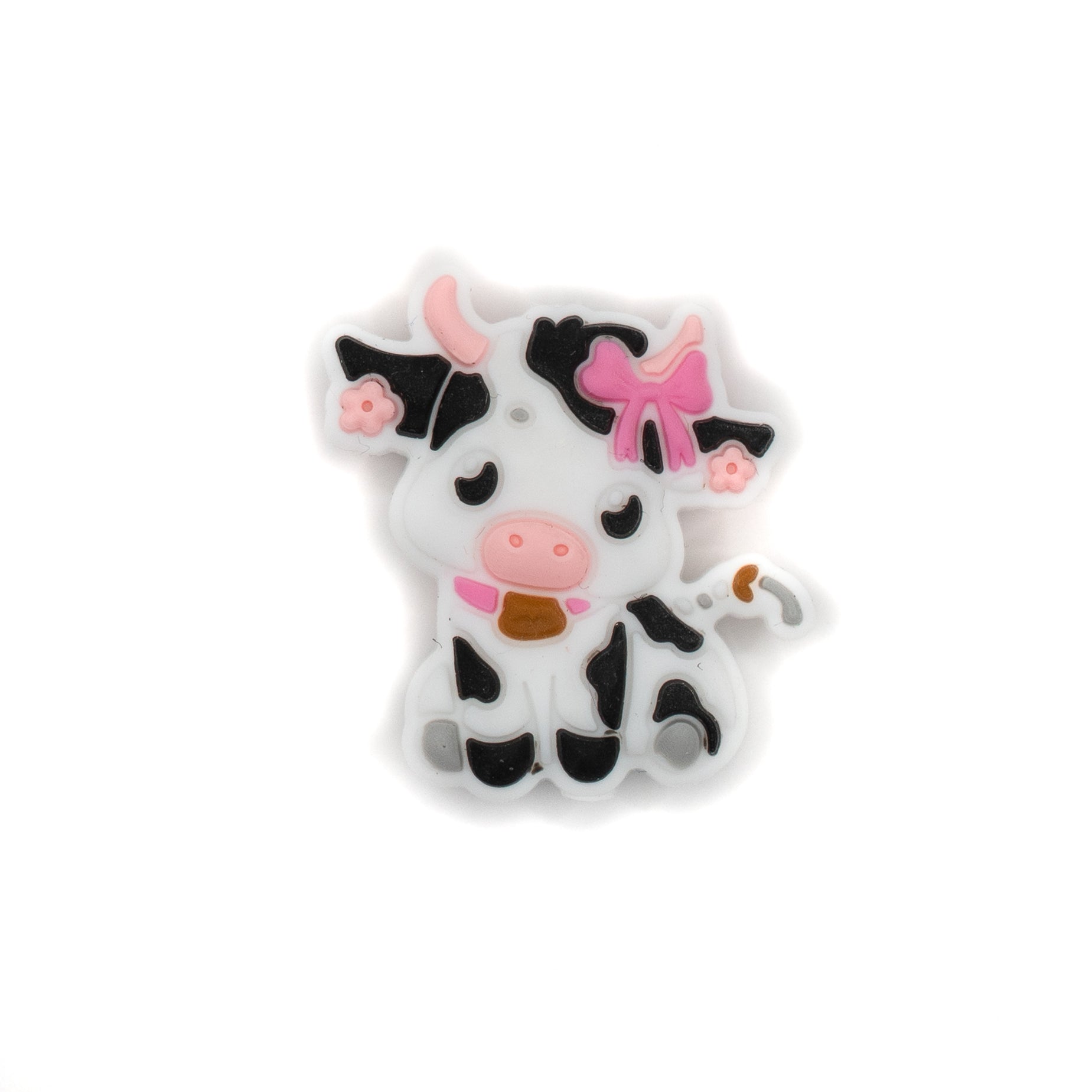 Adorable Mini Black & White Cow Silicone Focal Bead
