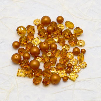 Austrian Crystal & Pearl Bead Mix in Amber