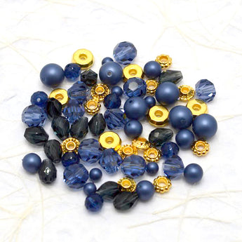 Austrian Crystal & Pearl Bead Mix in Sapphire
