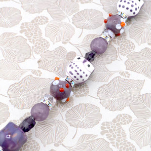 Autumn Lampwork Glass Bead Strand in Owl In The Night Sky