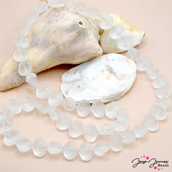 Single Style Glass Bead Strand in Frosted Crystal Seashells