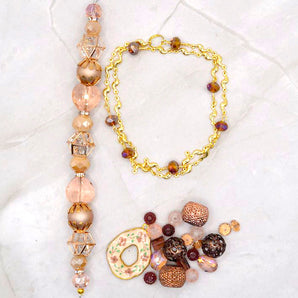Beads & Chain Bundle in Coral & Amber