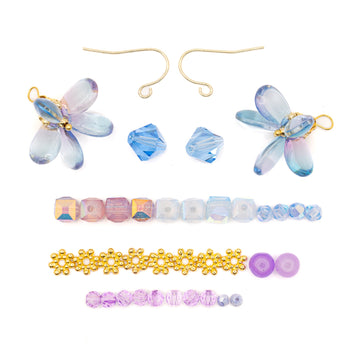 Beaded Earring Mix in Blue Tulips