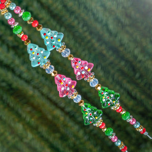 Holiday Lampwork Bead Strand Duo in Candy Trees