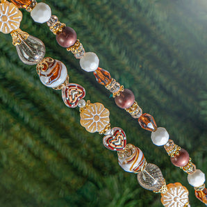 Holiday Lampwork Bead Strand Duo in Gingerbread
