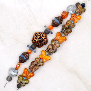 Bead Strand Duo in Natural Butterflies