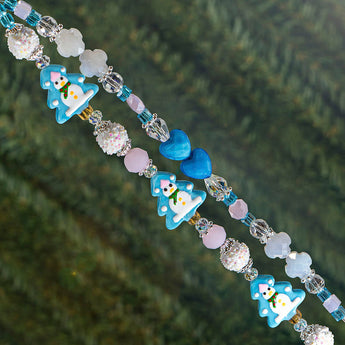 Holiday Lampwork Bead Strand Duo in Sweet Snowman