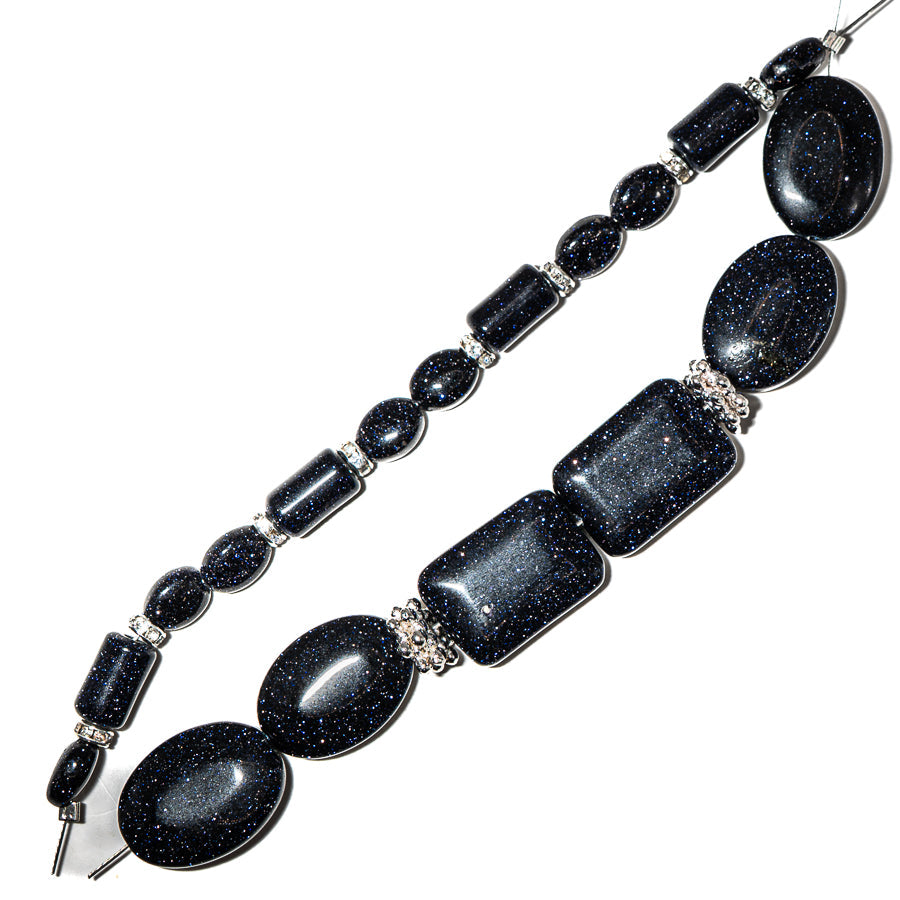 Bead Strand in Deep Space Blue Sandstone
