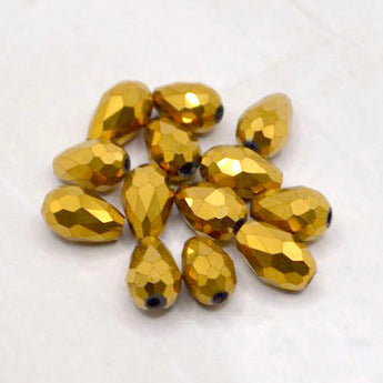 Beads By The Dozen Matte Gold Glass Teardrops