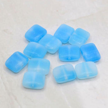 Beads By The Dozen Glass Tile Beads in Frosted Sky