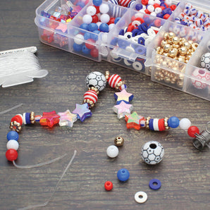 Patriotic USA Acrylic Bead Set (150+ pcs)
