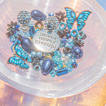 Blue Mico Mini Butterfly Bead Mix in Never, Never, Give Up