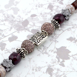 Boho Bead Strand in Crushed Velvet & Smoke