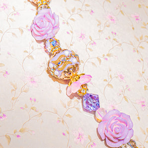 Boho Bead Strand in Lilac Roses