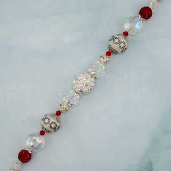 Boho Bead Strand in Peppermins & Snow