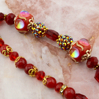 Red Boho Bead Strand Duo in Livin' for Lava