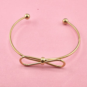 18K Gold Bow Bangle Bracelet