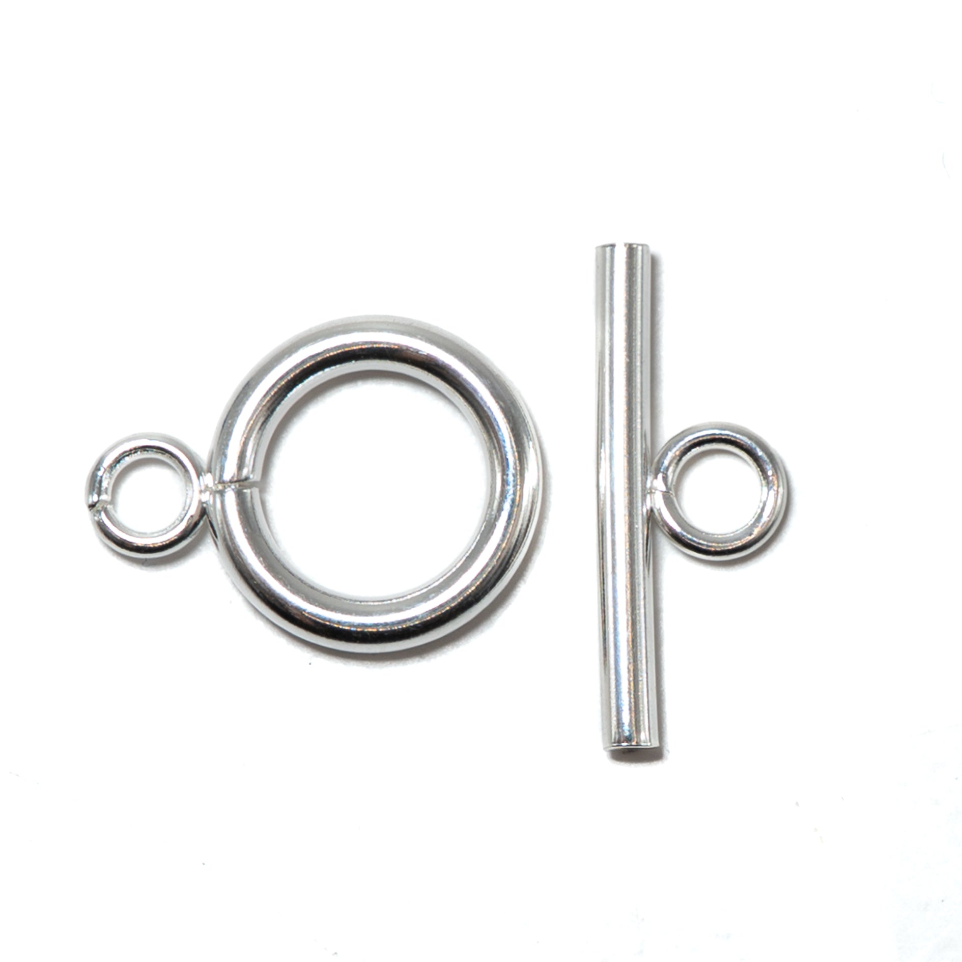 Bright Silver Stainless Steel Round Toggle Clasp