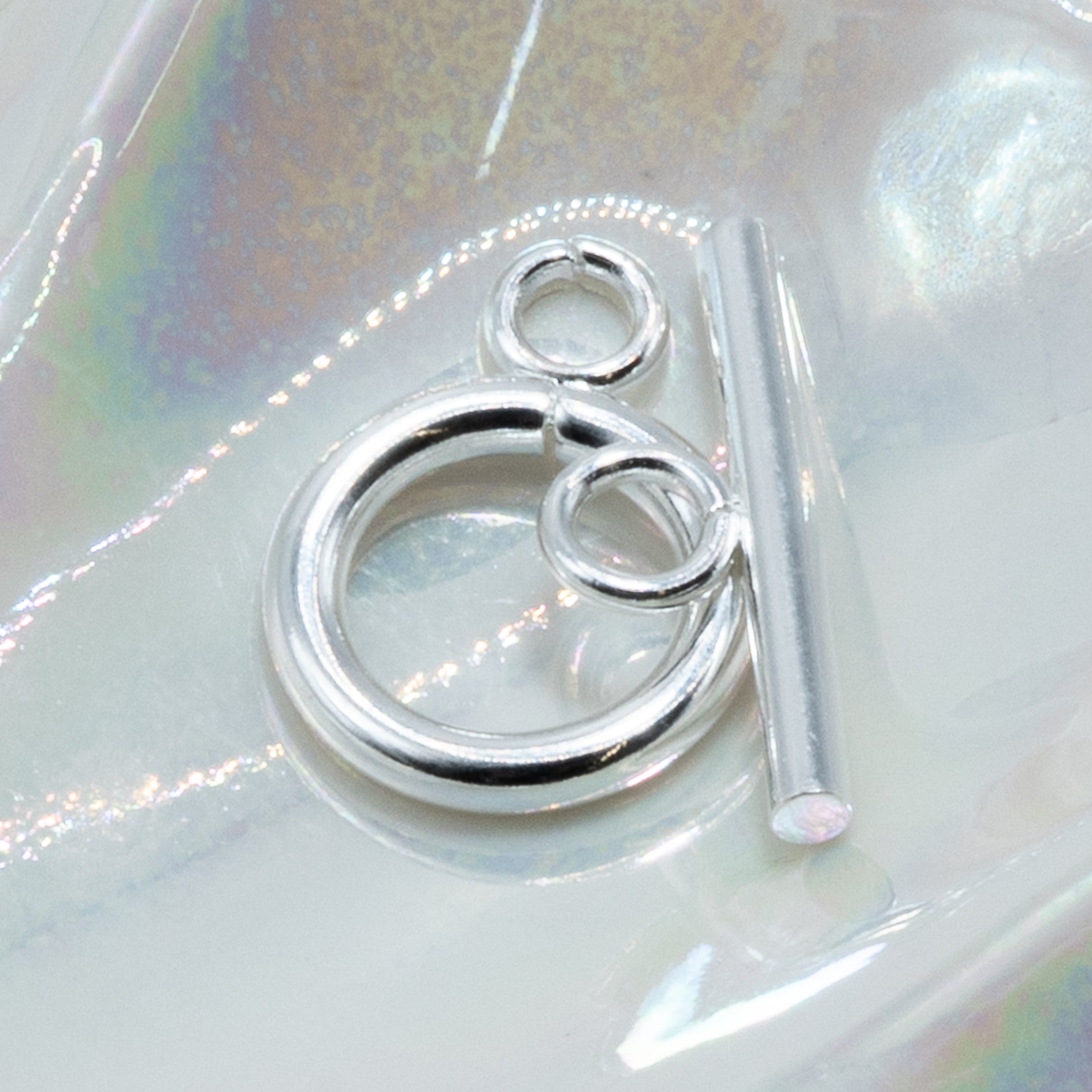 Bright Silver Stainless Steel Round Toggle Clasp