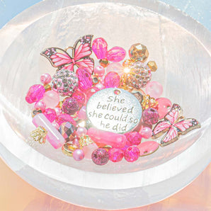 Pink Mico Mini Butterfly Bead Mix in She Believed She Could, So She Did