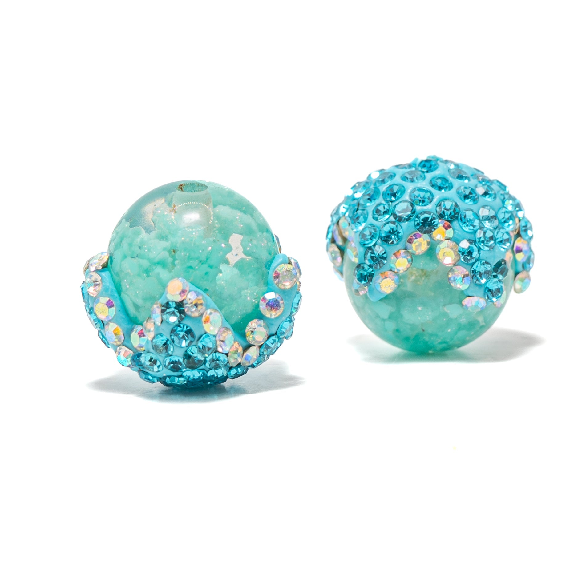 Candy-Crushed Boho Bead Pair in Blue Raspberry