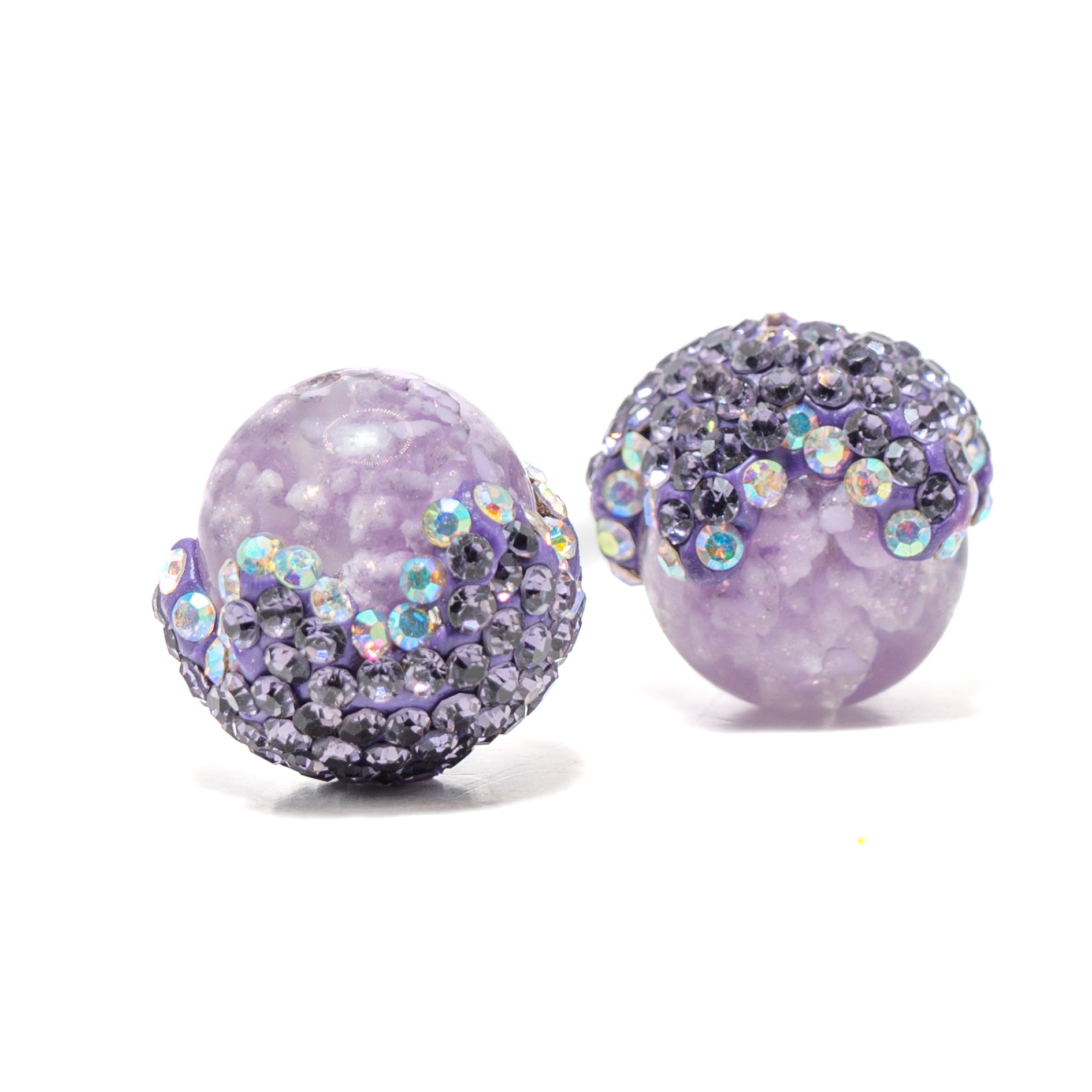 Candy-Crushed Boho Bead Pair in Grape Soda Pop