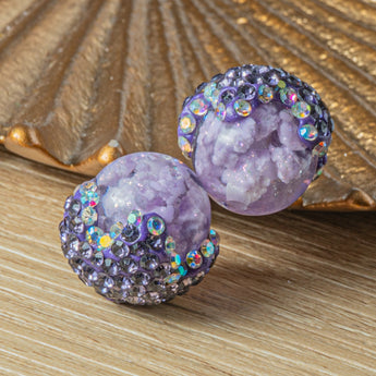 Candy-Crushed Boho Bead Pair in Grape Soda Pop