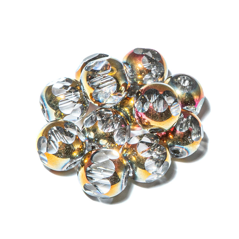 Center Cut Glass Bead Set in 8mm Crystal Carnival