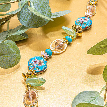 Cloisonné Bead Strand in Blush & Botanical