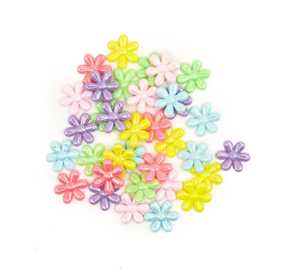 Pastel Rainbow Daisy Acrylic Bead Mix