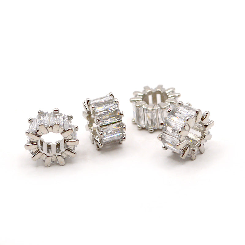 Platium Brass Micro Pave Spacer Beads in Sparkling Silver