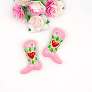 Country Love Song Lampwork Glass Bead Pair