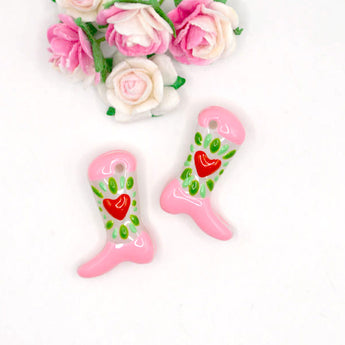 Country Love Song Lampwork Glass Bead Pair