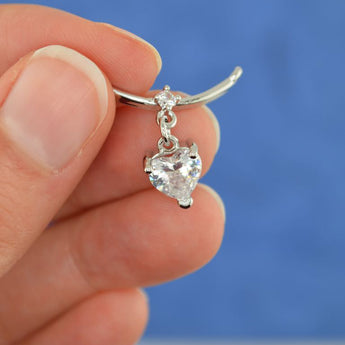 Crystal Heart Charm in Silver