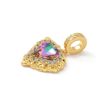 18K Gold Crystalized Heart Large Hole Charm