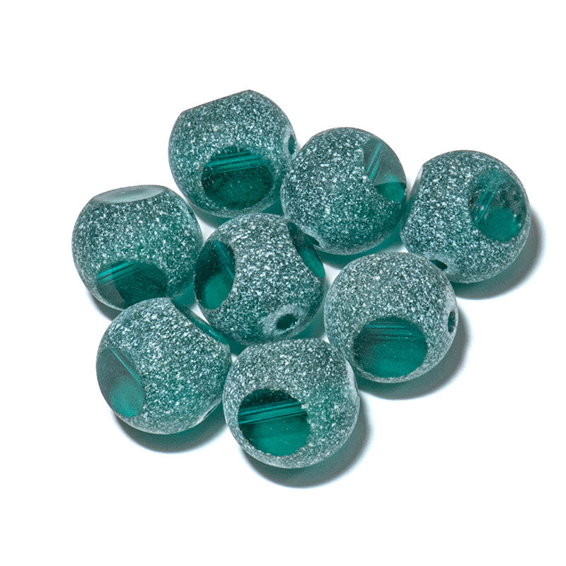 Czech 3 Cut Window Emerald Frost 12mm Bead Set